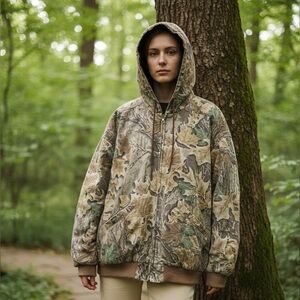 Vintage Dunbrooke Upstream Hooded Camo Coat 90s 80s Y2K size XL Great Condition!